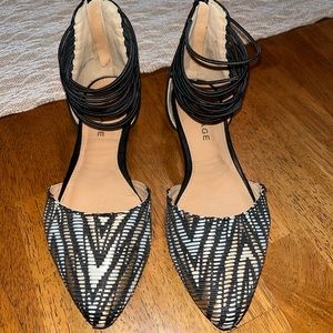 Black flats with around the ankle straps